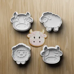 Farm Animal Cookie Cutter STL Bundle | Cow Sheep Fondant Cutter Set | 3D Printable