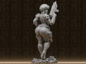 #153 Voluptuous Sci-Fi Female Soldier Statue - Tactical Trooper Figure
