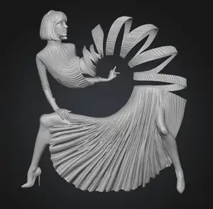 Spiral of Red Pleats