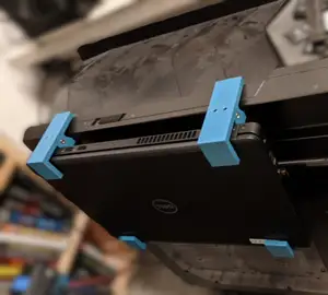 Laptop bracket for hanging on desktop PC (home office setup)