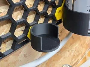 Parametric HSW Round can/botte/etc. Holder for Honeycomb Storage Wall (1 HexPeg) (Fusion 360)