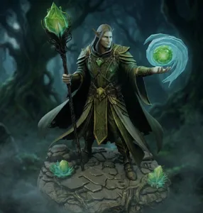 Bloodbound Realms – Elf – Arcane Warden Mage of the Veiled Grove (Dark Fantasy 3D Printable Miniature STL)