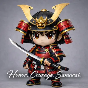 Chibi Samurai Warrior – Stylized Japanese Armor Character