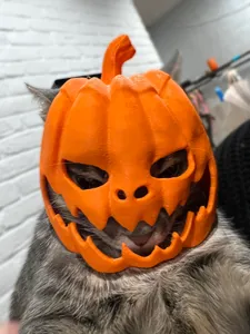 Scary Halloween Pumpkin Cat mask
