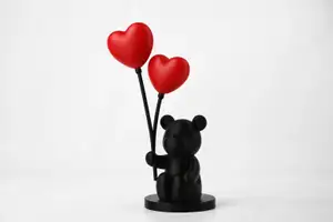 Bear with Heart Balloons Sculpture – Romantic Art