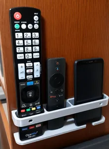 Adjustable Wall-Mounted Holder for Remote Controls and Smartphone