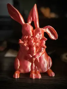 Two Rabbits Holding Carrots