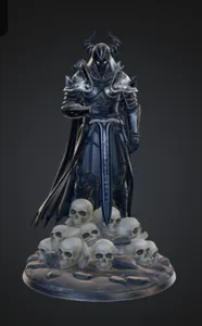 Dark Knight Standing on Skull Pile – Gothic Fantasy Warrior