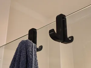 Shower Hook - All Sizes - Glass 6mm, 8mm, 10mm, 1/4", 3/8", 1/2" + Parametric Model