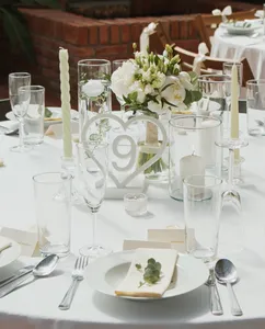 Heart shaped table numbers with a standing option