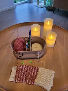 Yarn Bowl Dual-Compartment with Built-In Tool Holder – Happy Wife Edition