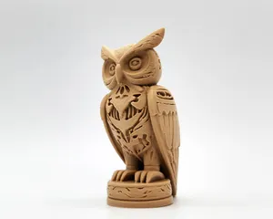 Wood-Carved Owl Totem