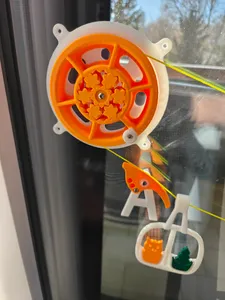Wall / window mounted, crank operated cable railway for kids
