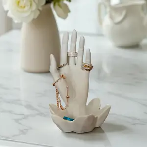 Hand-Shaped Jewelry Stand/Display with Lotus Bowl