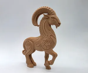 Wood Carved Capricorn Statue
