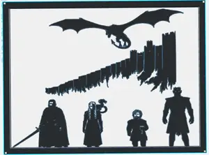 Game of Thrones Wall Plaque – Jon Snow, Daenerys, Tyrion & Night King Silhouettes 15x20cm
