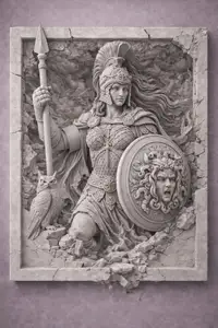 Athena Greek Goddess Bas Relief Wall Sculpture – 3D Printable STL