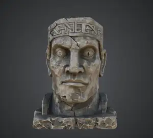 Ancient Stone Guardian Bust – Ruined Temple Statue Head
