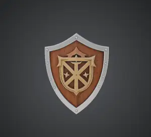Fantasy Heraldic Shield – Wooden Crest Emblem