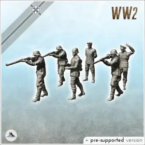 Squad of German soldiers with Kar 38k Mauser or MP38 - WW2