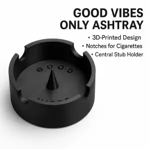 Modern Round Ashtray V2 – Universal U-Rests • Thick Walls •
