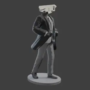 CCTV Man Skibidi Toilet Figurine Statue Fan Art