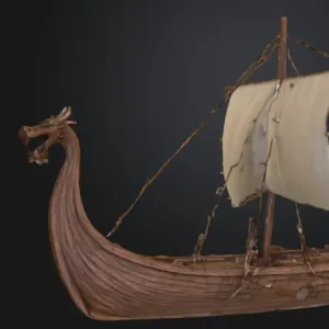 Viking Longship with oars at rest