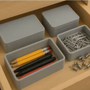 Set of boxes and lids for drawer and desk Organization