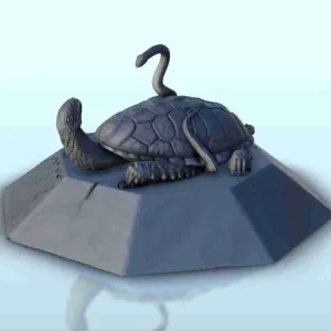 Statue of snake and turtle seated on base 4 - Japan China Ko