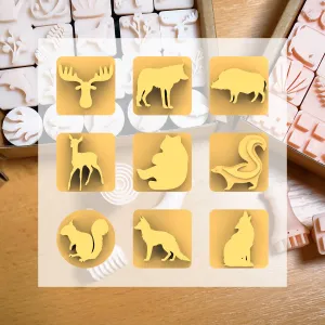 Ceramic Clay Stamp Set – Forest Animals (9 Stamps, 20 mm)