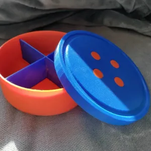Cute Button Sewing Box with 4 Compartments