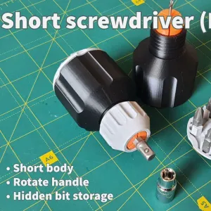 Short screwdriver with hidden bit storage
