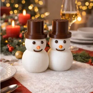 Salt & Pepper Shaker – Snowman (Twist-Cap Top Hat) ☃️🎩✨