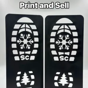Santa Was Here Snowflake Footprint Stencil Christmas