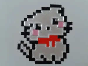 White cat sitting 8-bit, 5 colors (by sub-object)