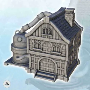 Fantasy alchemist house with cistern and pipes (7) - miniatu