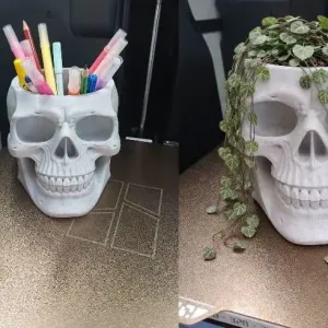 Skull Pen Holder by Day, Plant Pot by Night