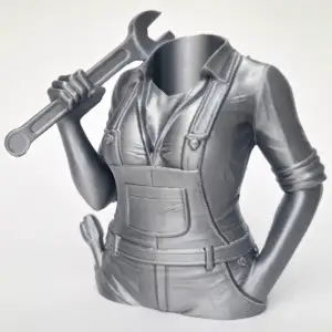 Pen holder - attractive woman mechanic - desk organizer