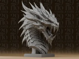 #261 Roaring Dragon Head Resin Bust