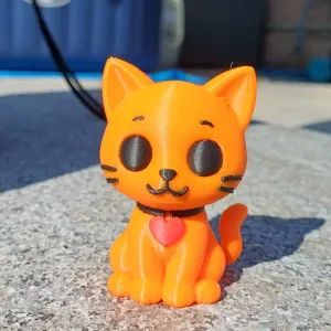 Cute Orange Cat with Heart Collar