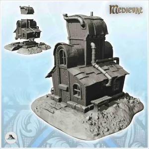 House with floor and pipes with rounded windows (1) - miniat