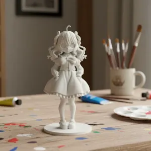 Cute anime girl with curls