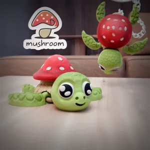 ARTICULATED TURTLE MUSHROOM KEYCHAIN