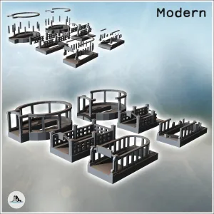 Set of underground metro entrance with intact and destroyed