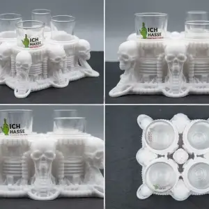 Skull Biomechanical Shotglas Halter – 4er Version