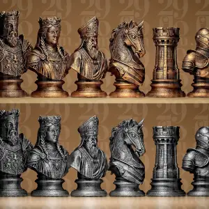 Chess Set Medieval Stylized