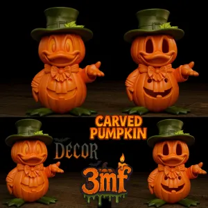 Halloween Donald Duck Pumpkin – Decor & Carved Versions (3MF