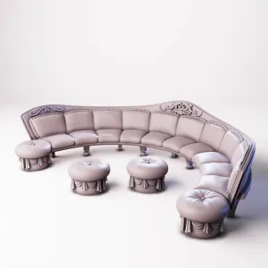Luxury Lounge Couch With Footstool | RPG Scatter Scenery