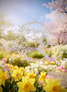 Frühlingszauber: Kolibri & Blüten Fenster Bild