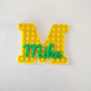 Brick-Style Initial Letter Tag with name - Mike